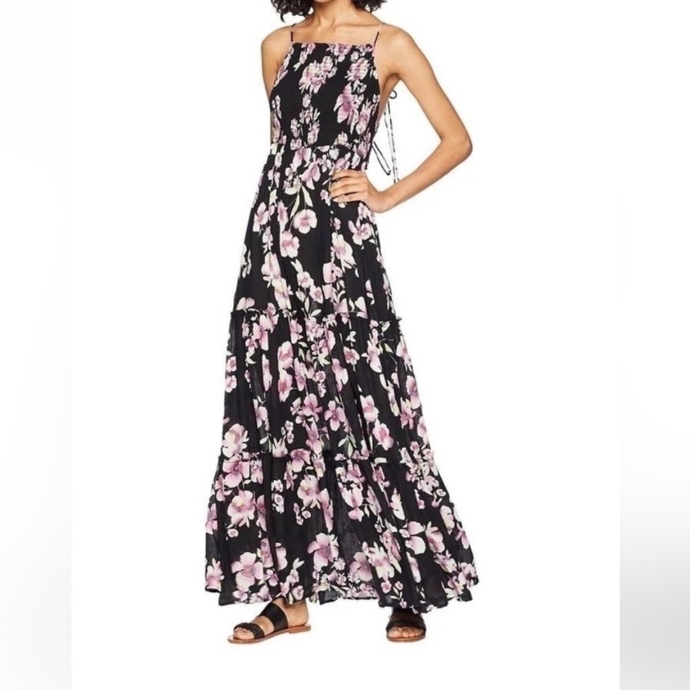 Free People Black and Pink Floral Maxi Dress - Picture 2 of 15